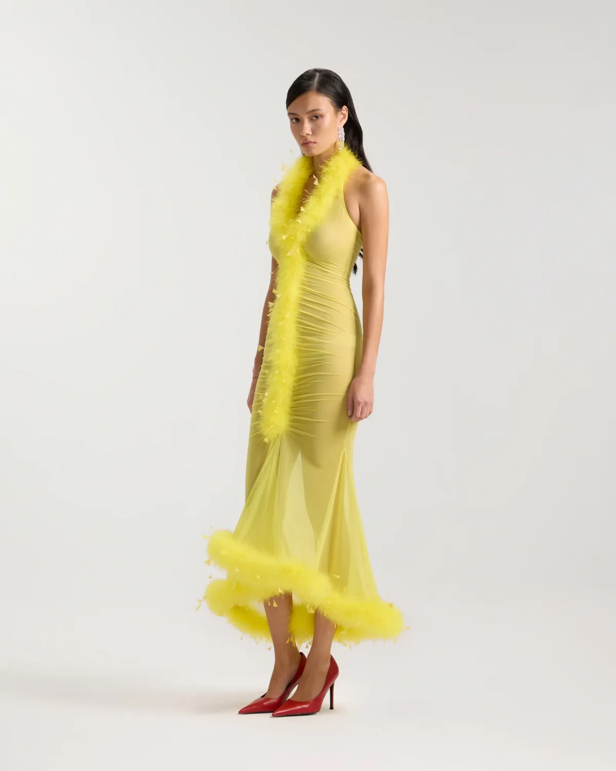 Featherfall Halter Mesh Dress alternate view